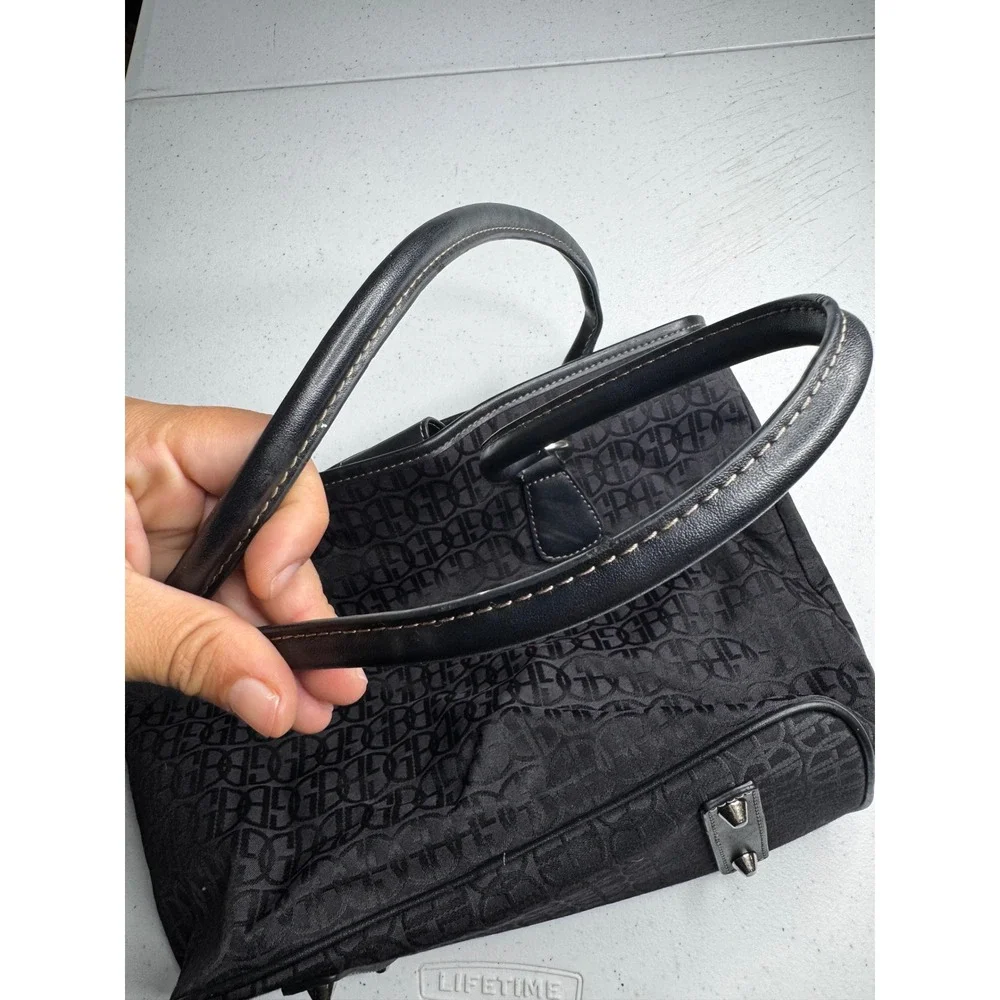 Giani Bernini Black Signature Logo Jacquard Tote Bag with Matching Pouch
